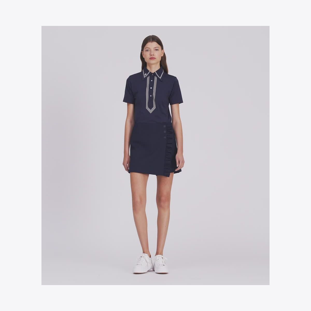 TORY BURCH 半袖ポロシャツ クリーム・ミント Mercerized Cotton Retro Polo: Women's Designer Tops | Tory Sport