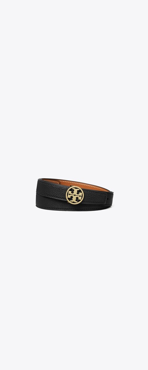 Женский ремень Tory Burch 1" Miller Reversible, цвет: Чёрный / Золотой