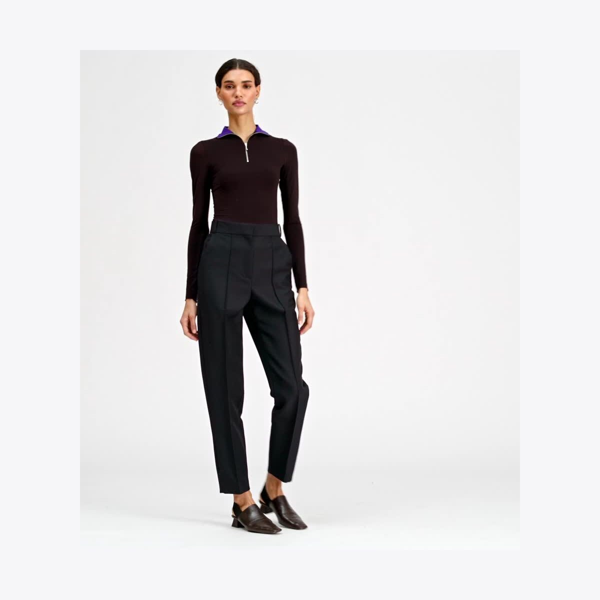 【TORY SPORT】CROPPED HALF-ZIP LONG-SLEEVE TOP Cropped Half-Zip Long-Sleeve Top: Women's Designer Tops