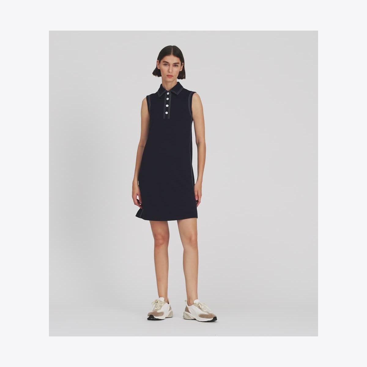 【TORY SPORT】CONTRAST STITCH POLO DRESS Pick Stitch Stretch Polo Dress: Women's Designer Dresses