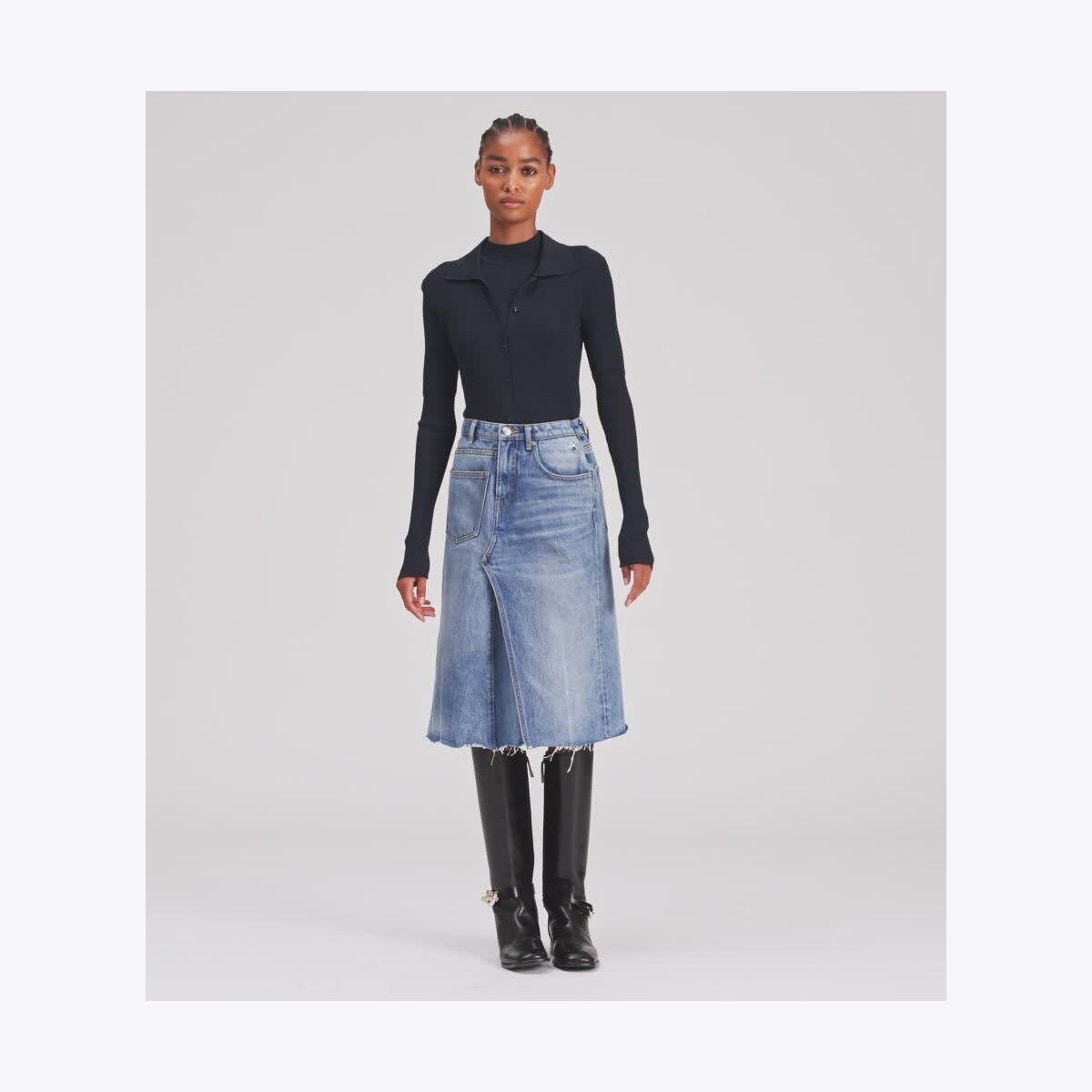 Deconstructed Denim Skirt: Women's Designer Bottoms | Tory Burch