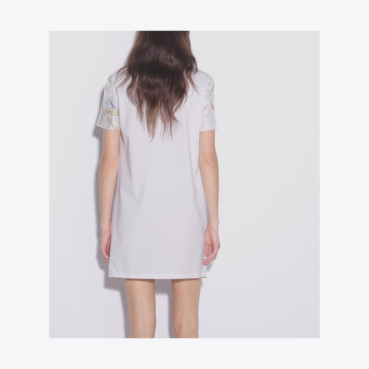 Printed Silk Front T-Shirt Dress: Women's Designer Dresses | Tory Burch Printed Silk Front T-Shirt Dress: Women's Designer Dresses | Tory Burch