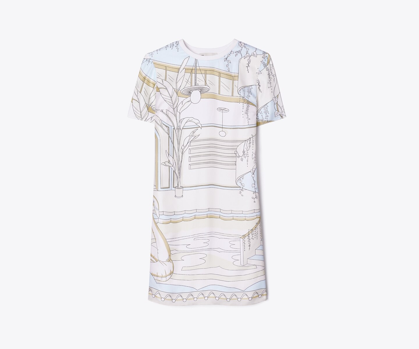 Женское платье Tory Burch Printed Silk Front T-Shirt, цвет: Нейтральный — фото 1