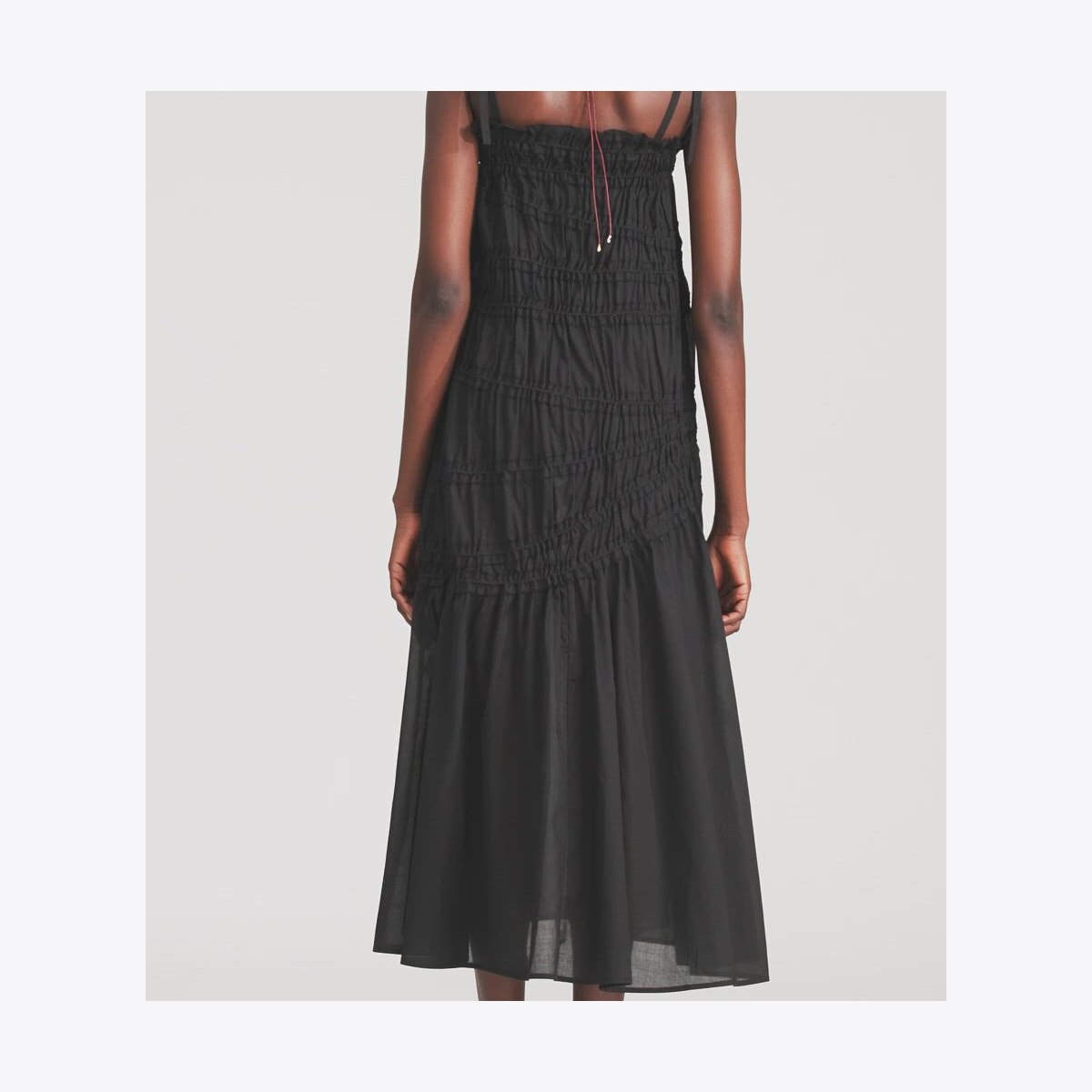 ワンピース Tory Burch SS25 'Shoulder Tie' dress (164520 001) Shoulder Tie Smocked Cotton Dress: Women's Swim | Coverups