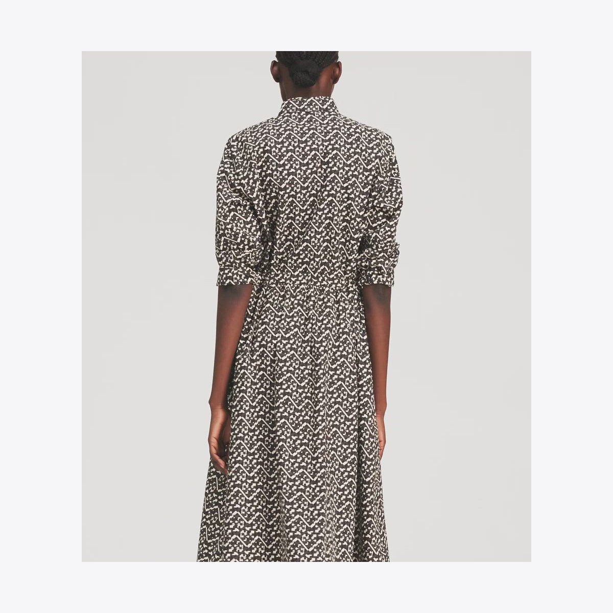 Long Printed Poplin Shirtdress: Women's Designer Dresses