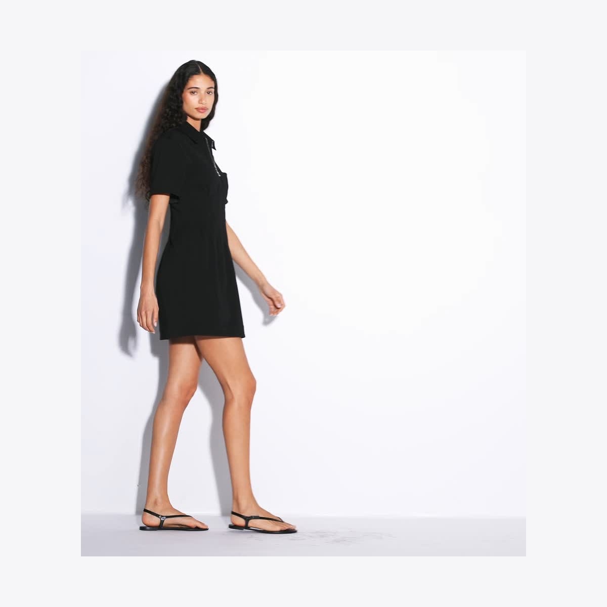 tory burch black dress Tory Burch Dress Womens 8 Black Silk Short Sleeve Embroidered Blouson Short main image 1