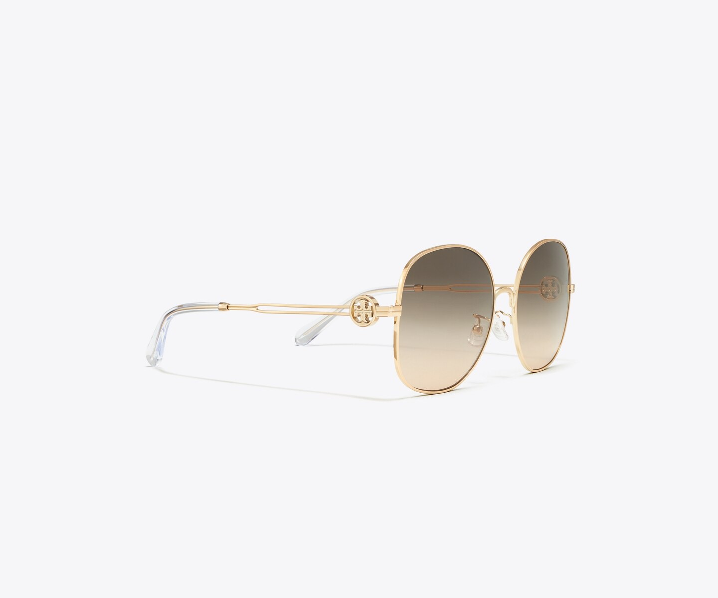 Женские солнцезащитные очки Tory Burch Miller Metal Round, цвет: Розовое золото / Коричневый градиентный — фото 2
