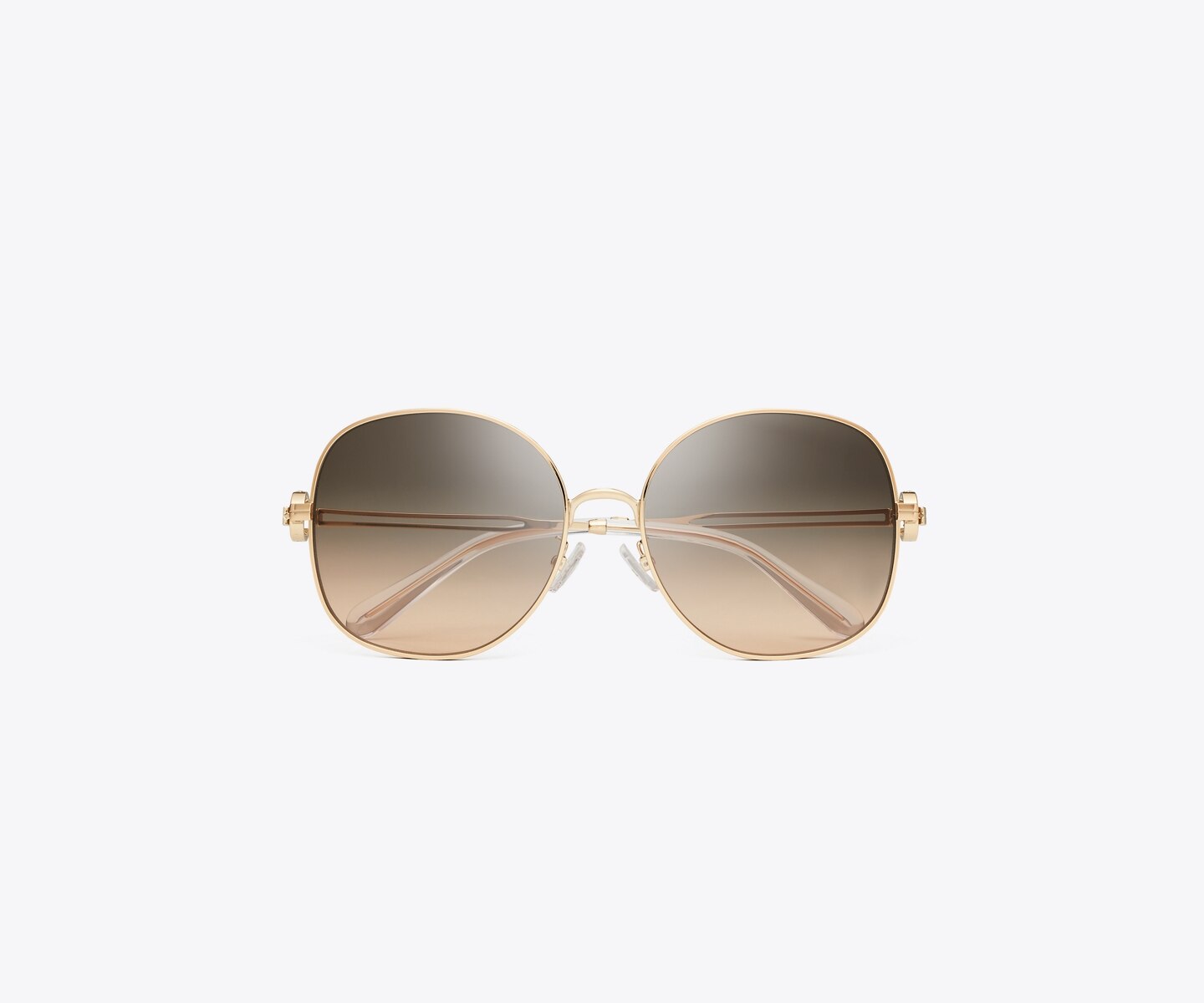 Женские солнцезащитные очки Tory Burch Miller Metal Round, цвет: Розовое золото / Коричневый градиентный — фото 3