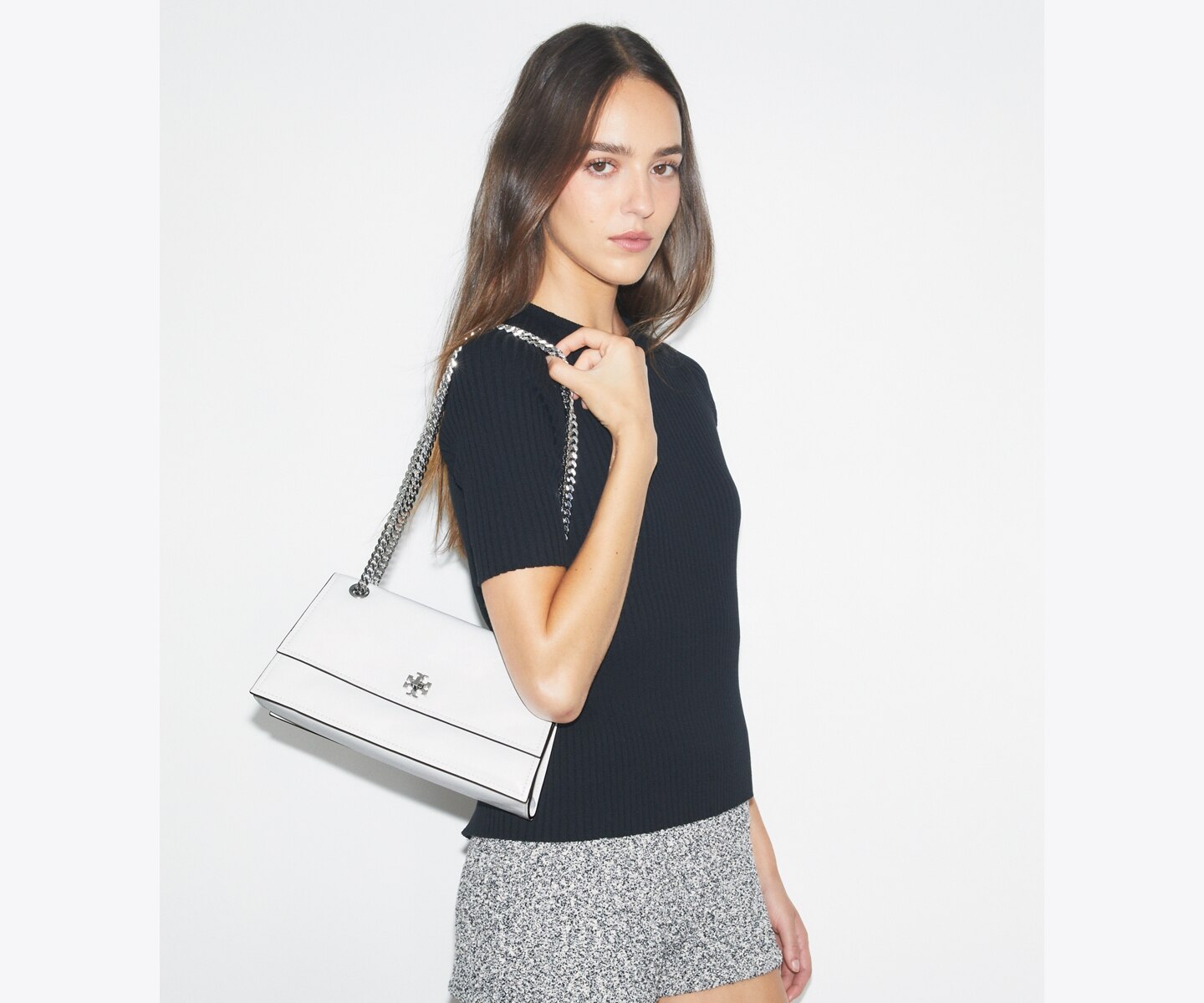 Женская сумка Tory Burch Kira Turnlock Shoulder, цвет: Bianco — фото 2