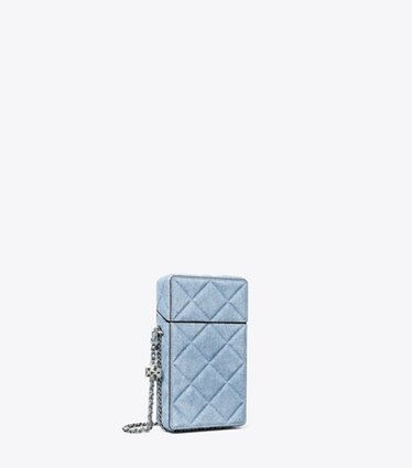 Fleming Denim-Print Suede Phone Crossbody