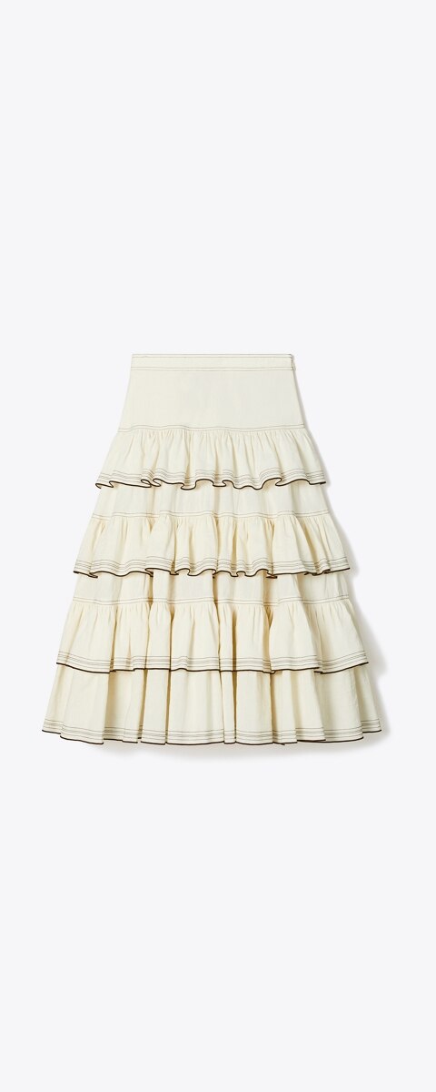 Женская юбка Tory Burch Ruffle Cotton, цвет: Бежевый