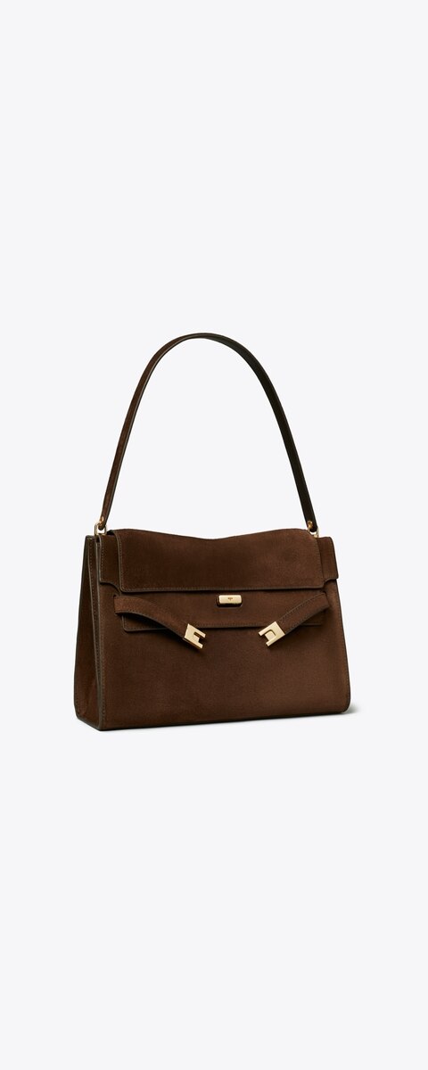 Женская сумка Tory Burch Large Lee Radziwill Suede Shoulder, цвет: Тёмный какао