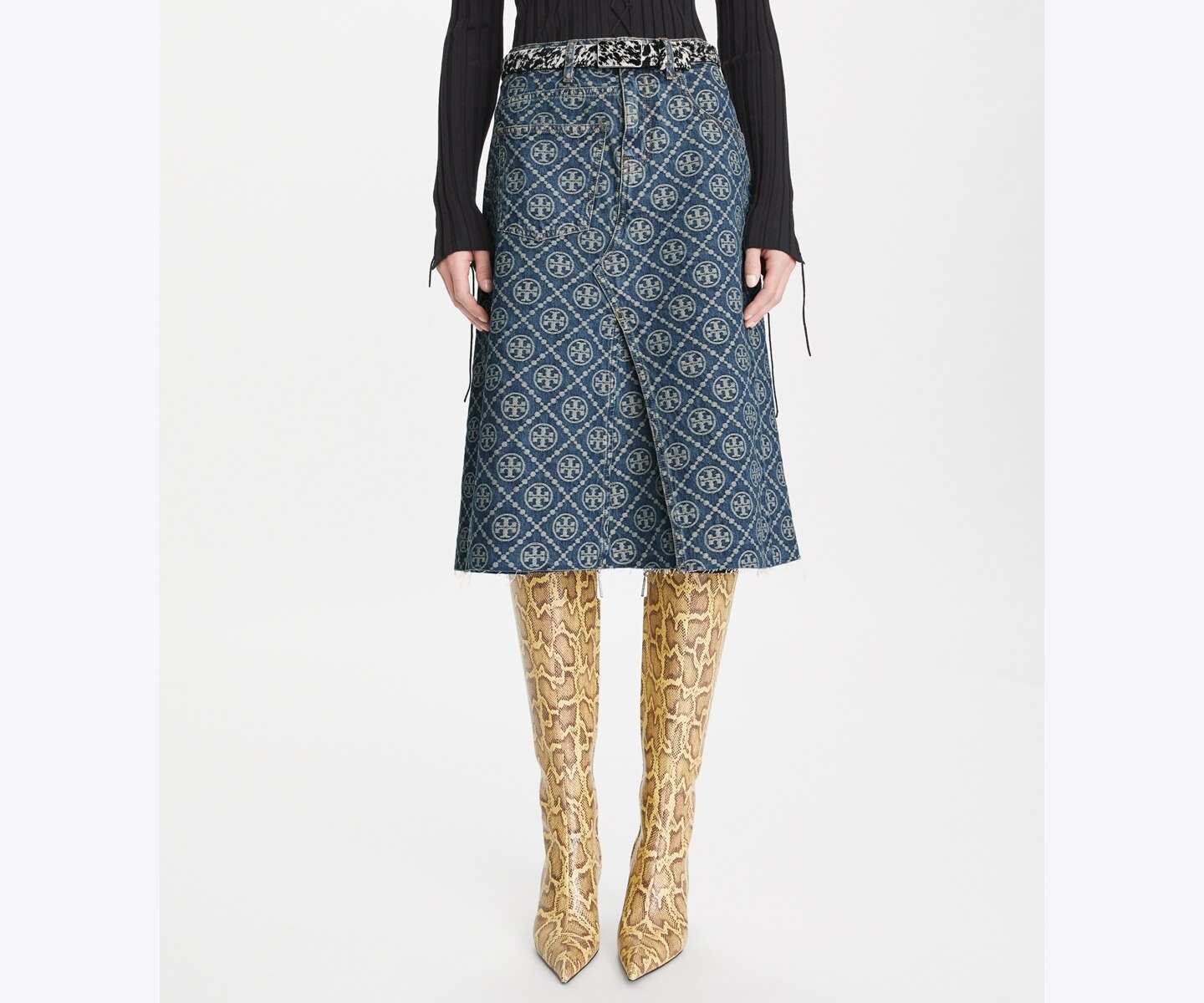 Женская юбка Tory Burch Deconstructed Denim, цвет: Винтажный варёный — фото 4