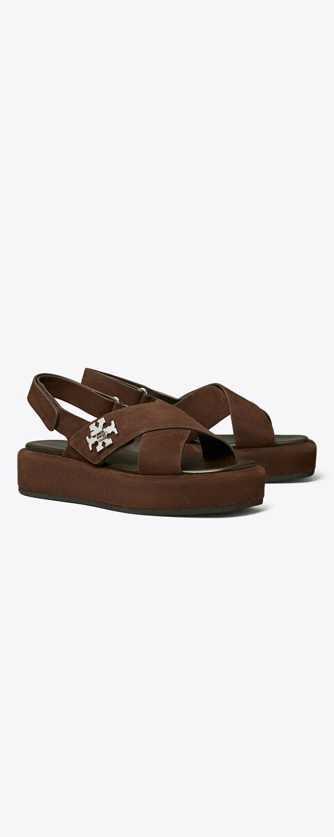 Женские сандалии Tory Burch Turnlock Platform, цвет: Тёмный какао