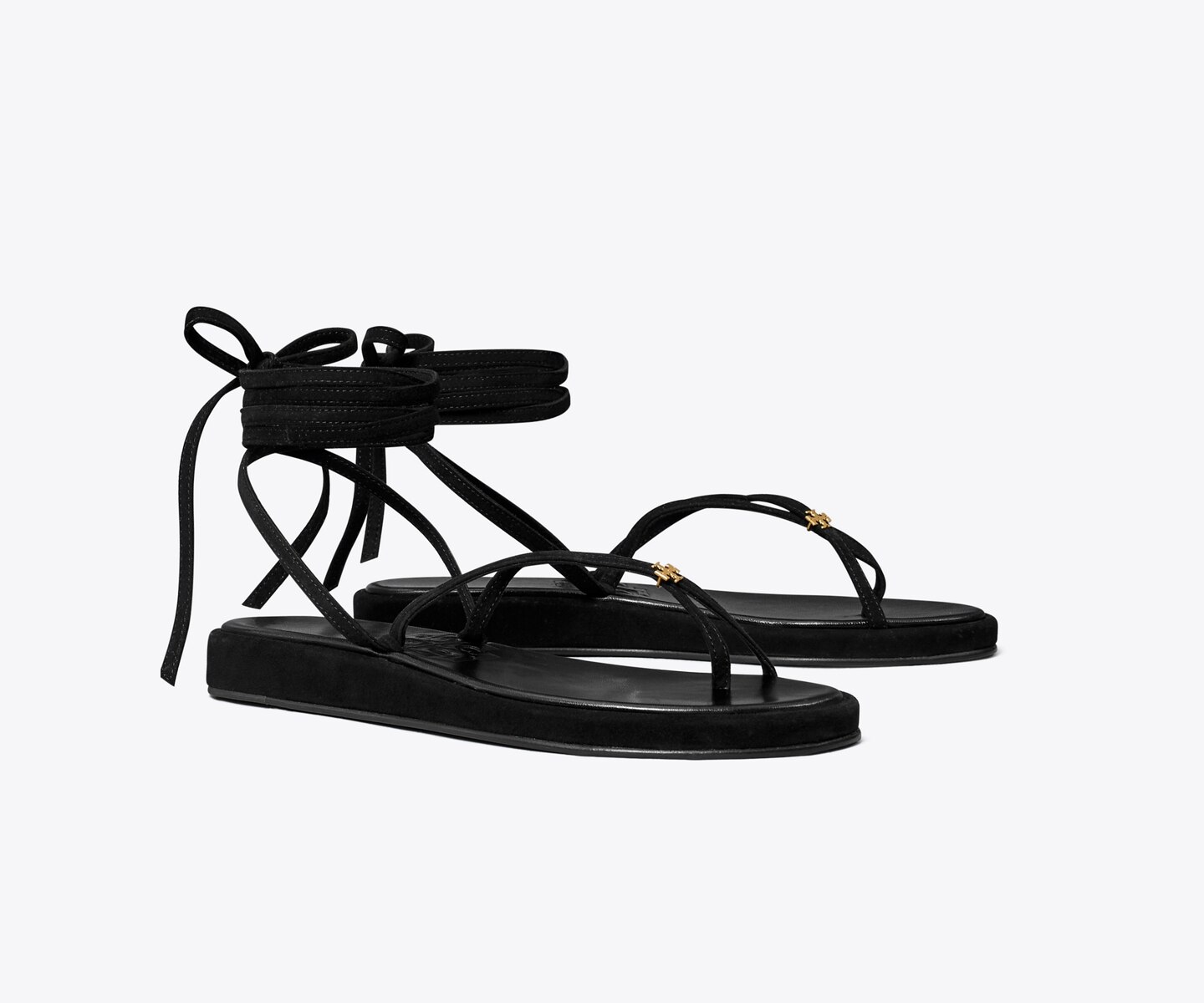 Женские сандалии Tory Burch Capri Ankle Wrap, цвет: Чёрный — фото 1