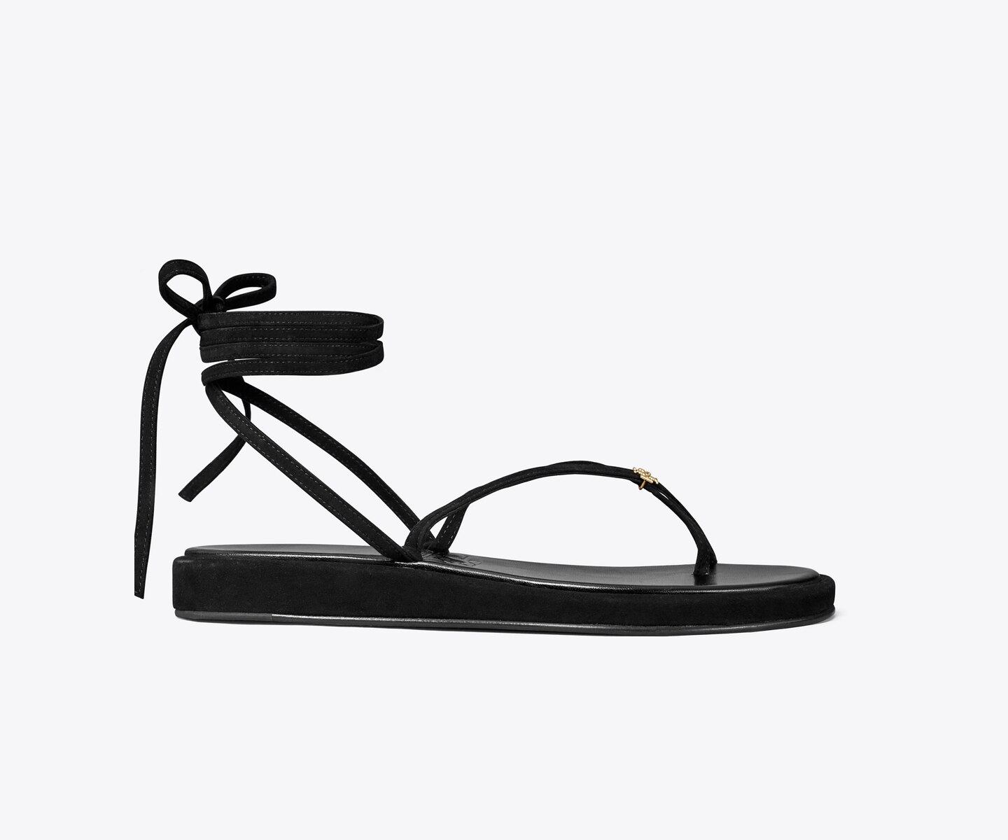 Женские сандалии Tory Burch Capri Ankle Wrap, цвет: Чёрный — фото 3
