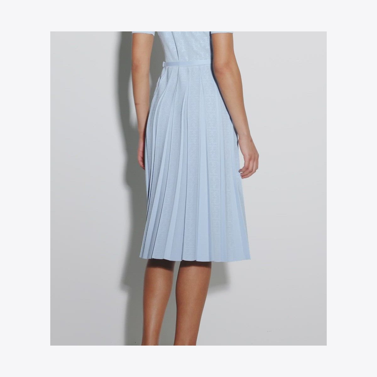 T Monogram Pointelle Pleated Dress: Women's Designer Dresses