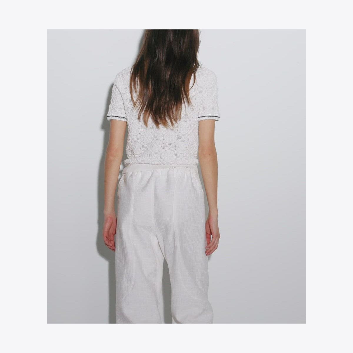 COTTON LOGO LACE POLO TOP - thumbnail 4