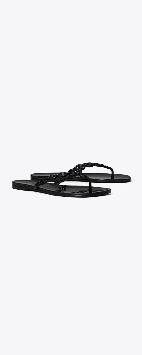 Женские сандалии Tory Burch Gemini Link Jelly Flip-Flop, цвет: Чёрный
