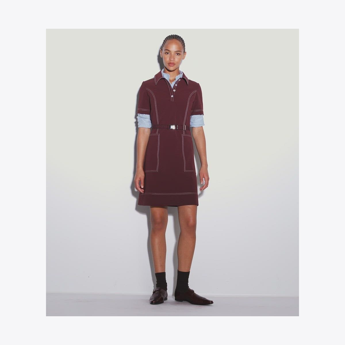 Short-Sleeve Pick Stitch Golf Dress: Women's Designer Dresses