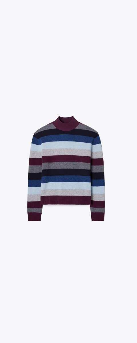 Женские свитеры Tory Burch Merino Wool Turtleneck, цвет: Разноцветный полосатый