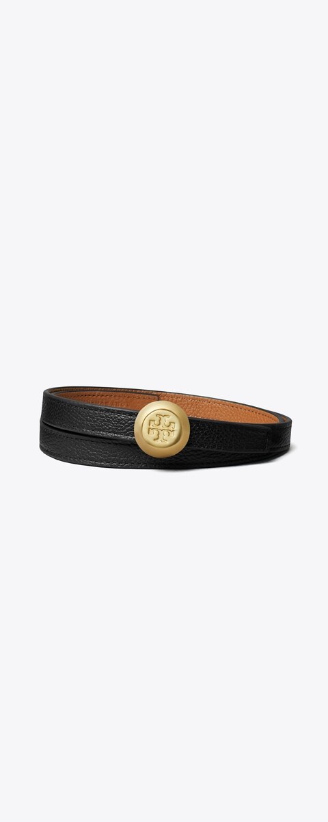 Женский ремень Tory Burch Romy Reversible, цвет: Чёрный / Рыжевато-коричневый