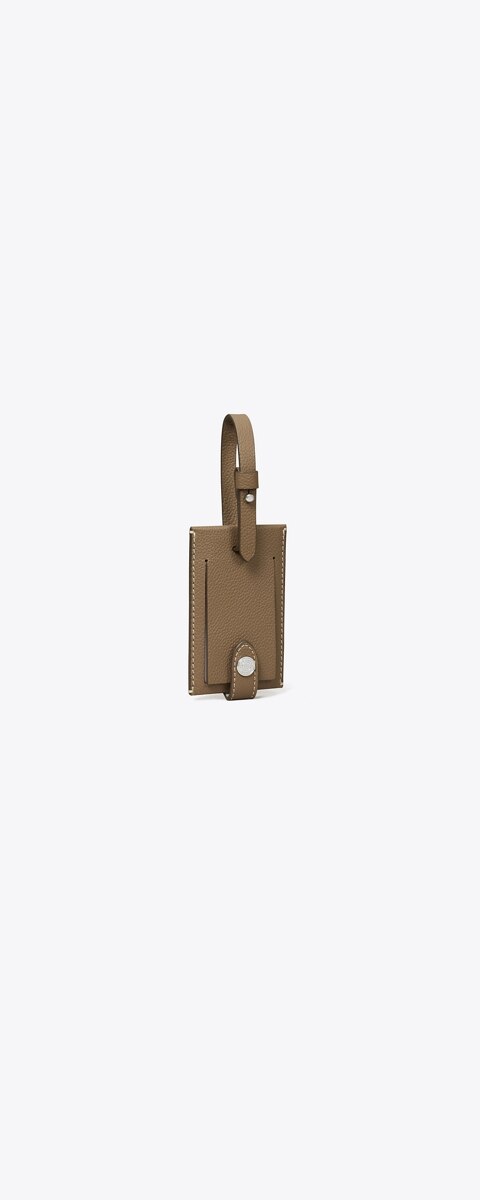 Женские багажные бирки Tory Burch Luggage Tag, цвет: Серо-бежевый