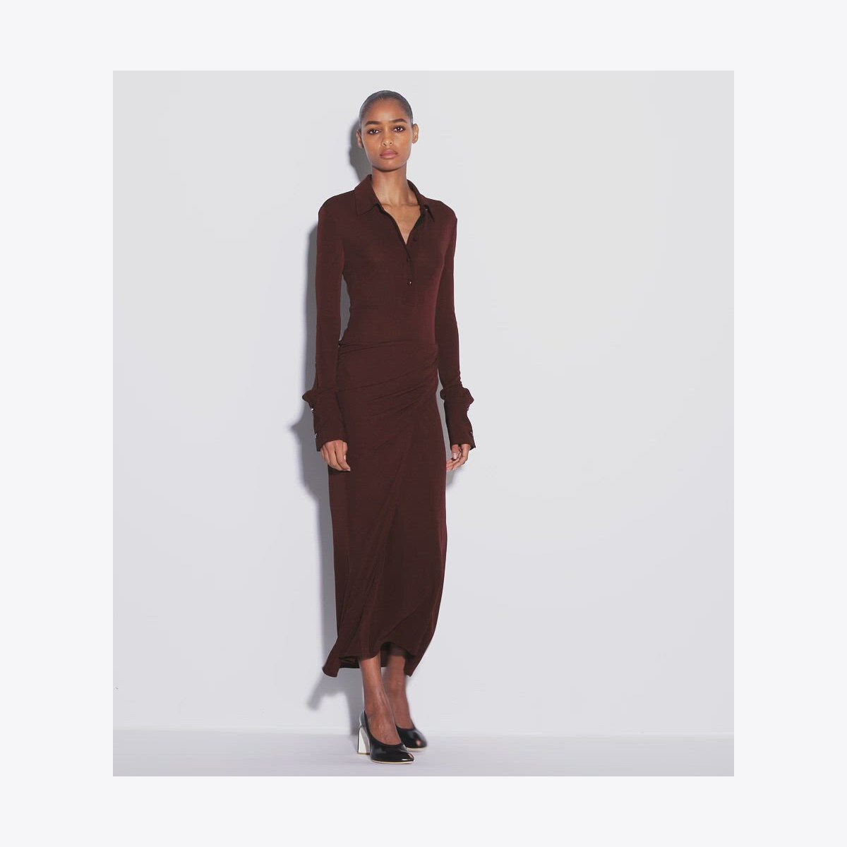 Tory Burch Women's Jersey Shirtdress in Dark Sangria, size XXS