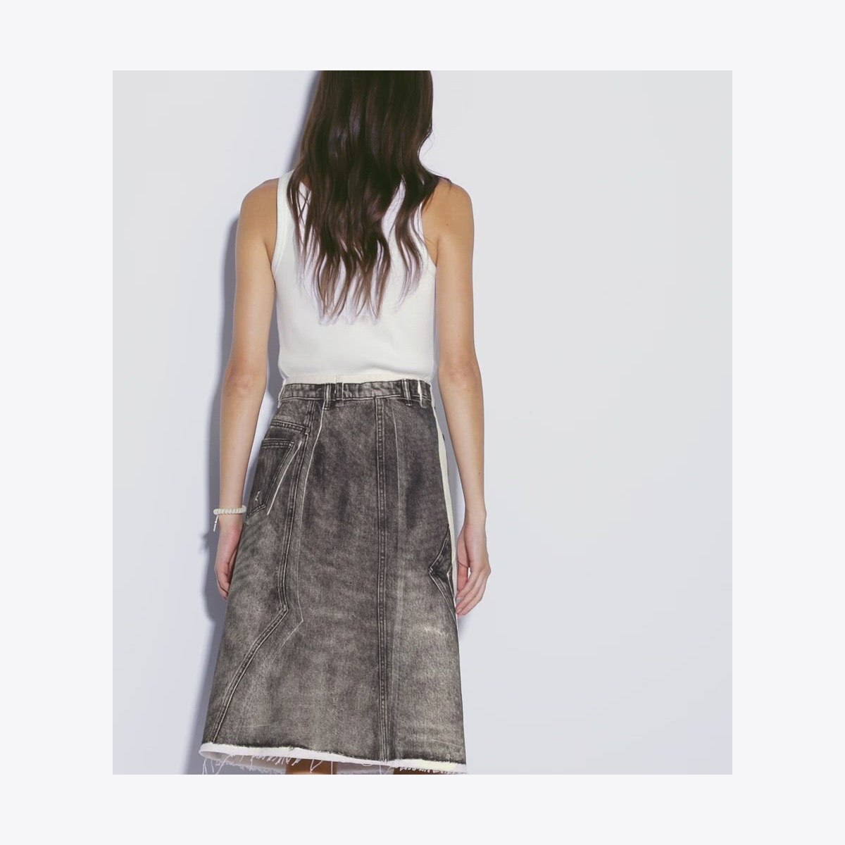 OVERPRINTED DECONSTRUCTED DENIM SKIRT - thumbnail 4