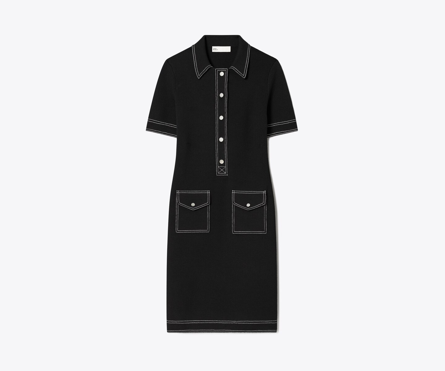 Женское платье Tory Burch Topstitch Wool Camp, цвет: Чёрный — фото 1