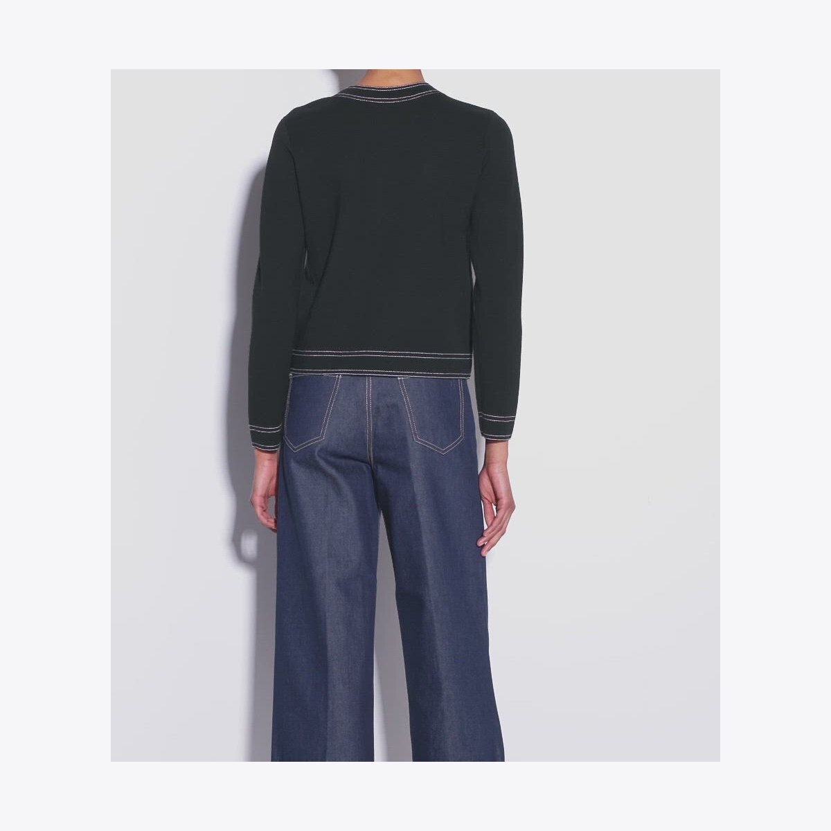 Topstitch Wool Cardigan: Women's Designer Sweaters | Tory Burch