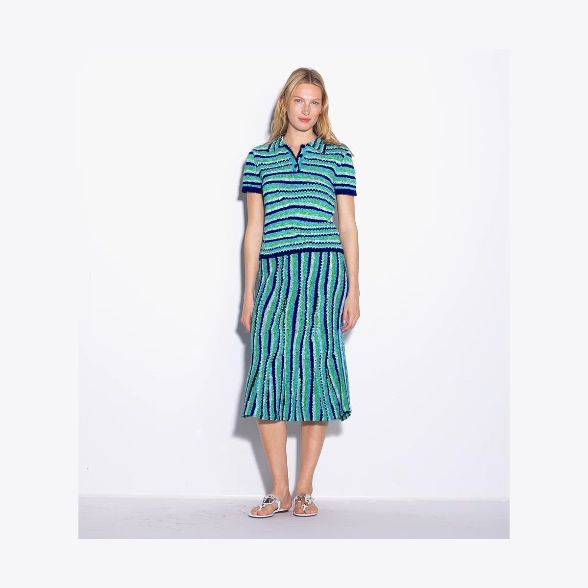 Striped Cotton Polo: Women's Designer Sweaters | Tory Burch