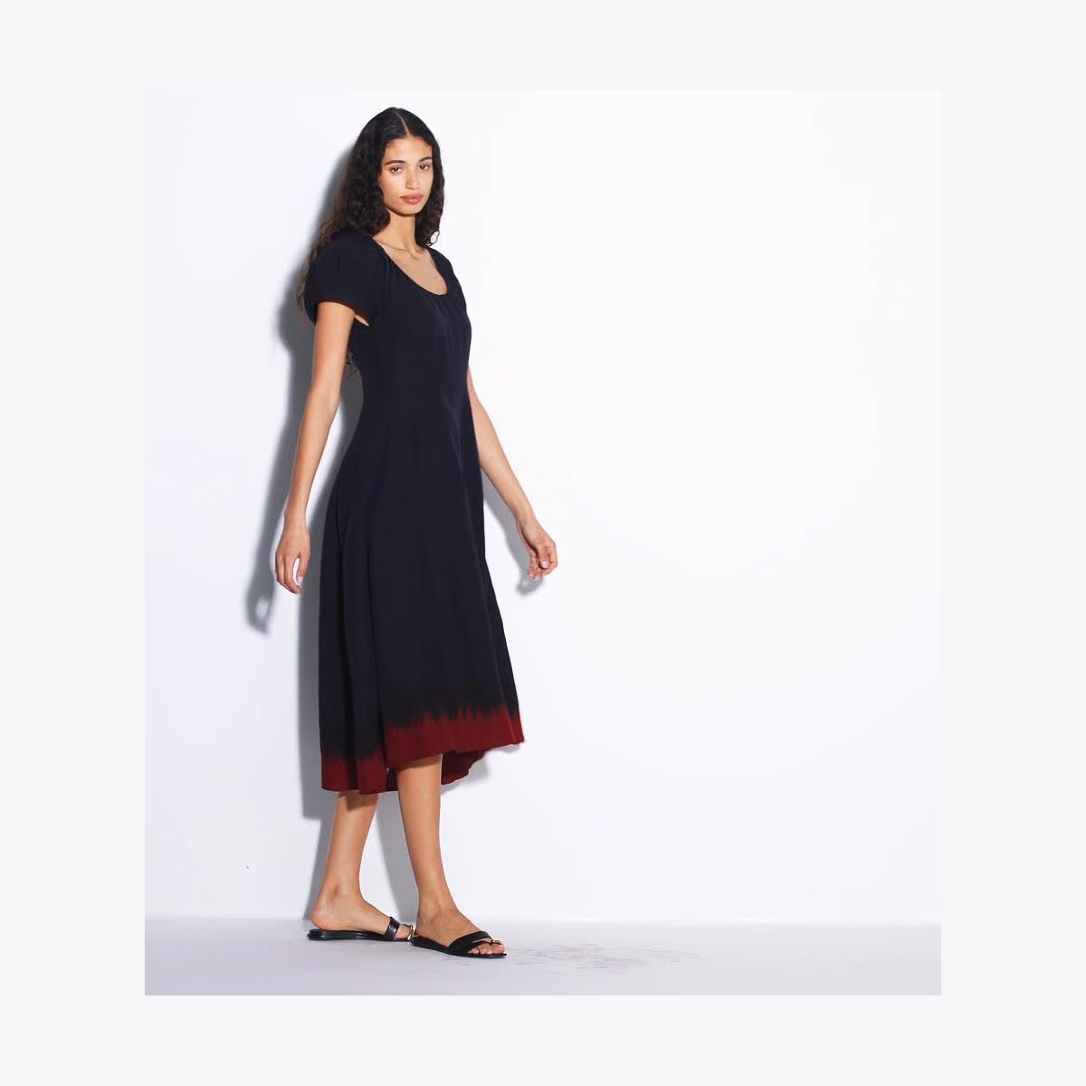 BALLOON SLEEVE VISCOSE DRESS - thumbnail 4
