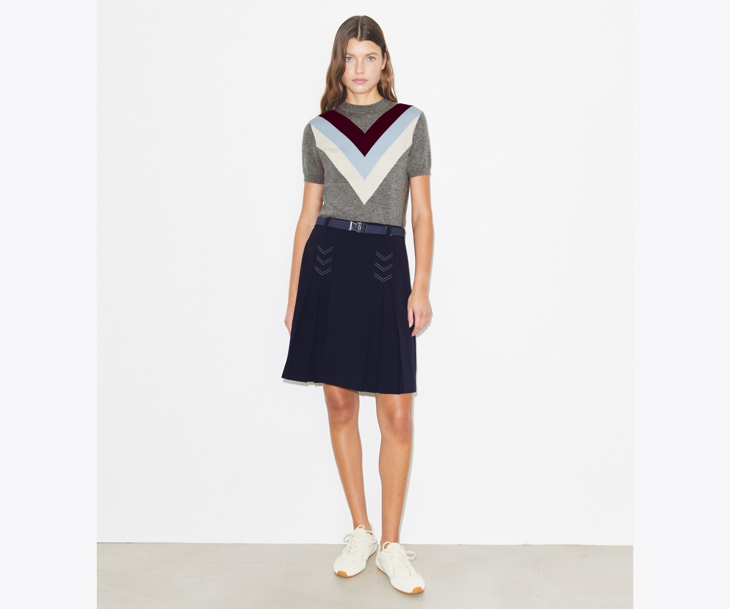 Женская юбка Tory Burch Pleated Stretch Golf, цвет: Глубокий тёмно-синий — фото 2