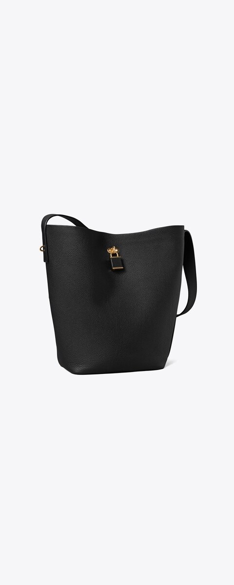 Женская сумка Tory Burch Lock Slim Bucket, цвет: Чёрный