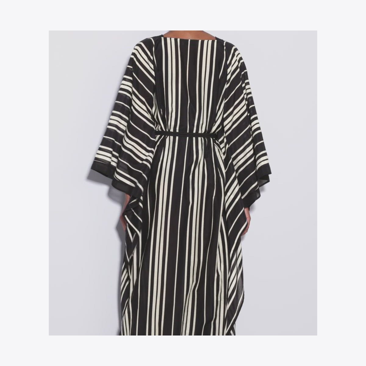 BELTED STRIPED SILK CAFTAN - thumbnail 4