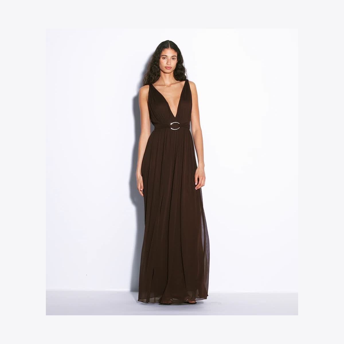 V-NECK VISCOSE DRESS - thumbnail 4
