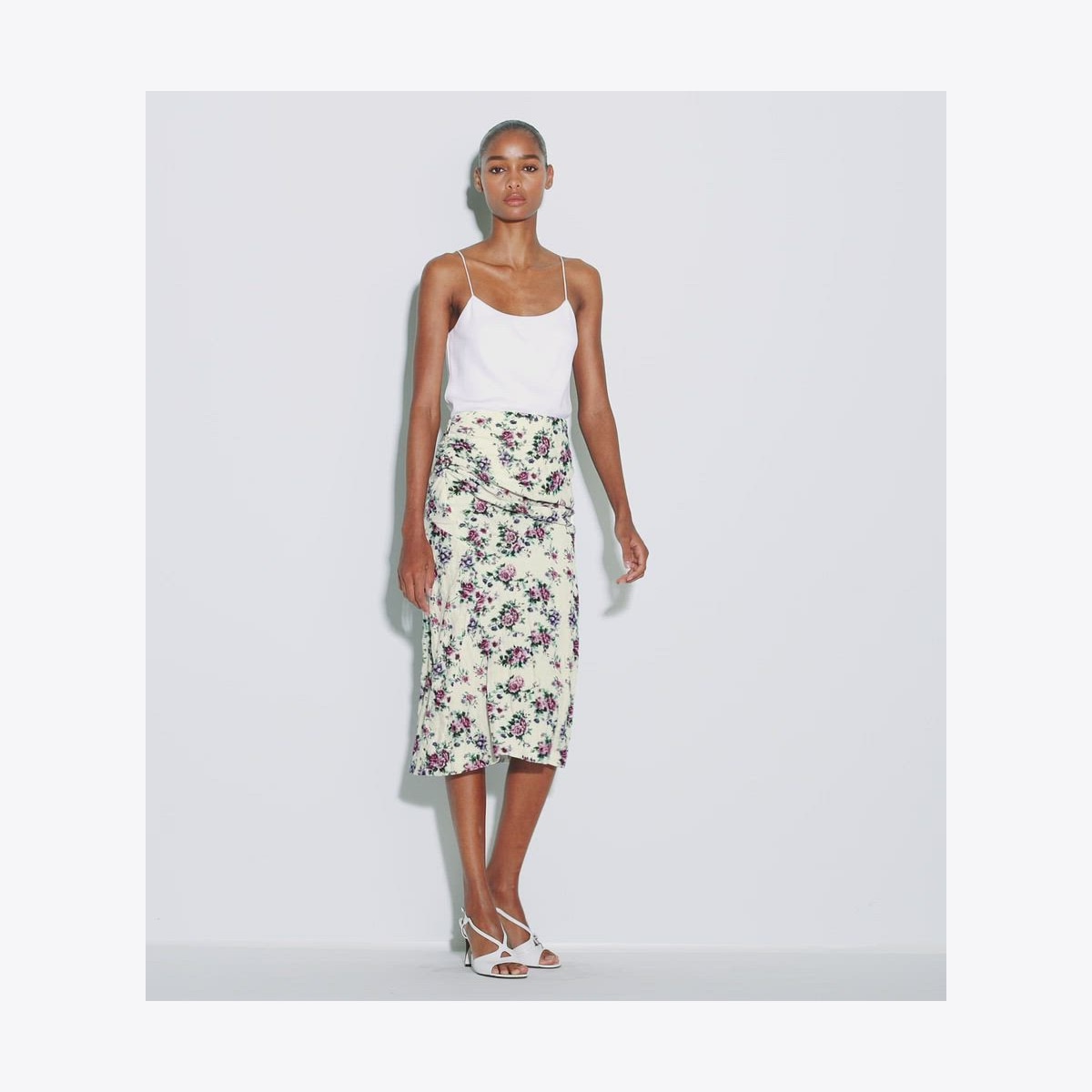 PRINTED COTTON VELVET SKIRT - thumbnail 4