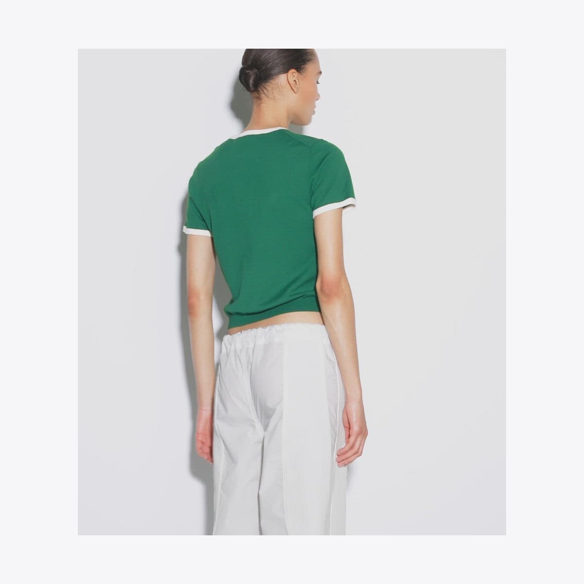 CONTRAST-TRIM SHORT-SLEEVE SWEATER - thumbnail 4