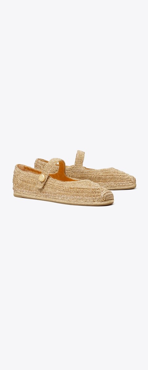 Женские сандалии Tory Burch Romy Mary Jane Espadrille, цвет: Золотой