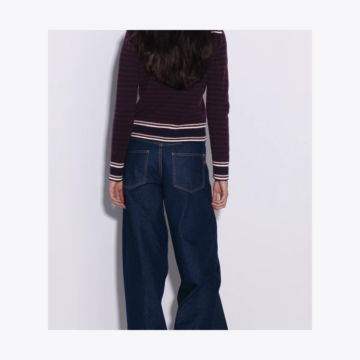 WOOL STRIPED COLLAR SWEATER - thumbnail 4