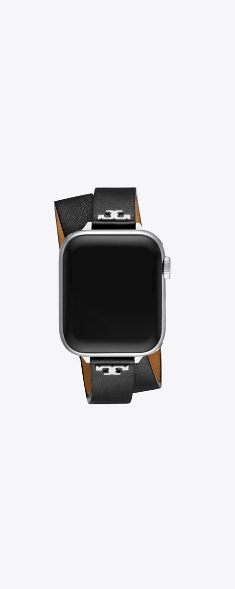 Женский ремешок для часов Tory Burch T Double Wrap Band for Apple Watch®, цвет: Чёрный