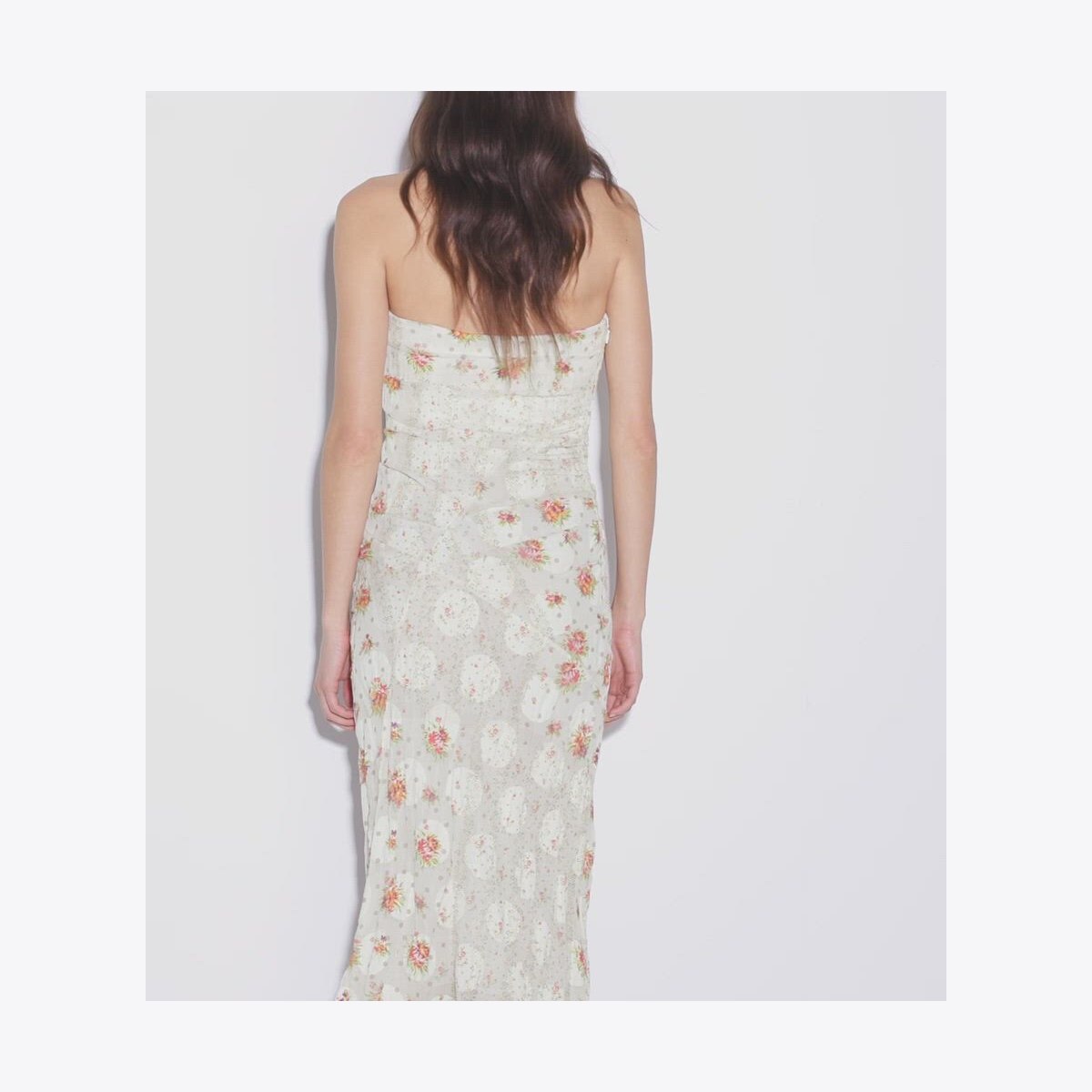 STRAPLESS COTTON JACQUARD DRESS - thumbnail 4