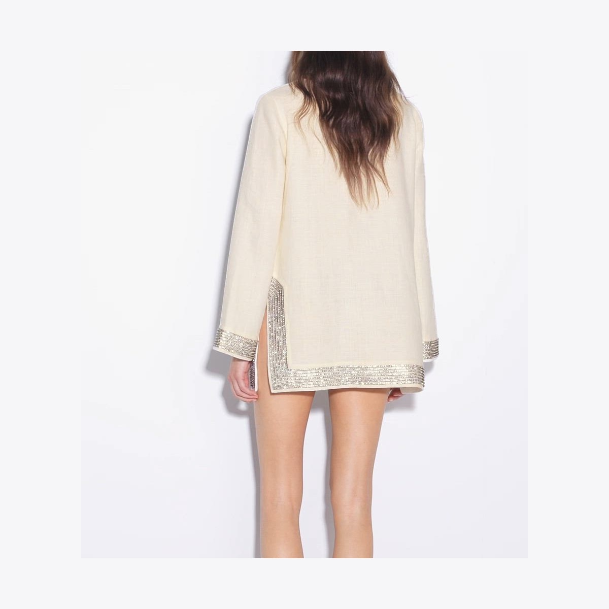 EMBELLISHED LINEN TUNIC - thumbnail 4