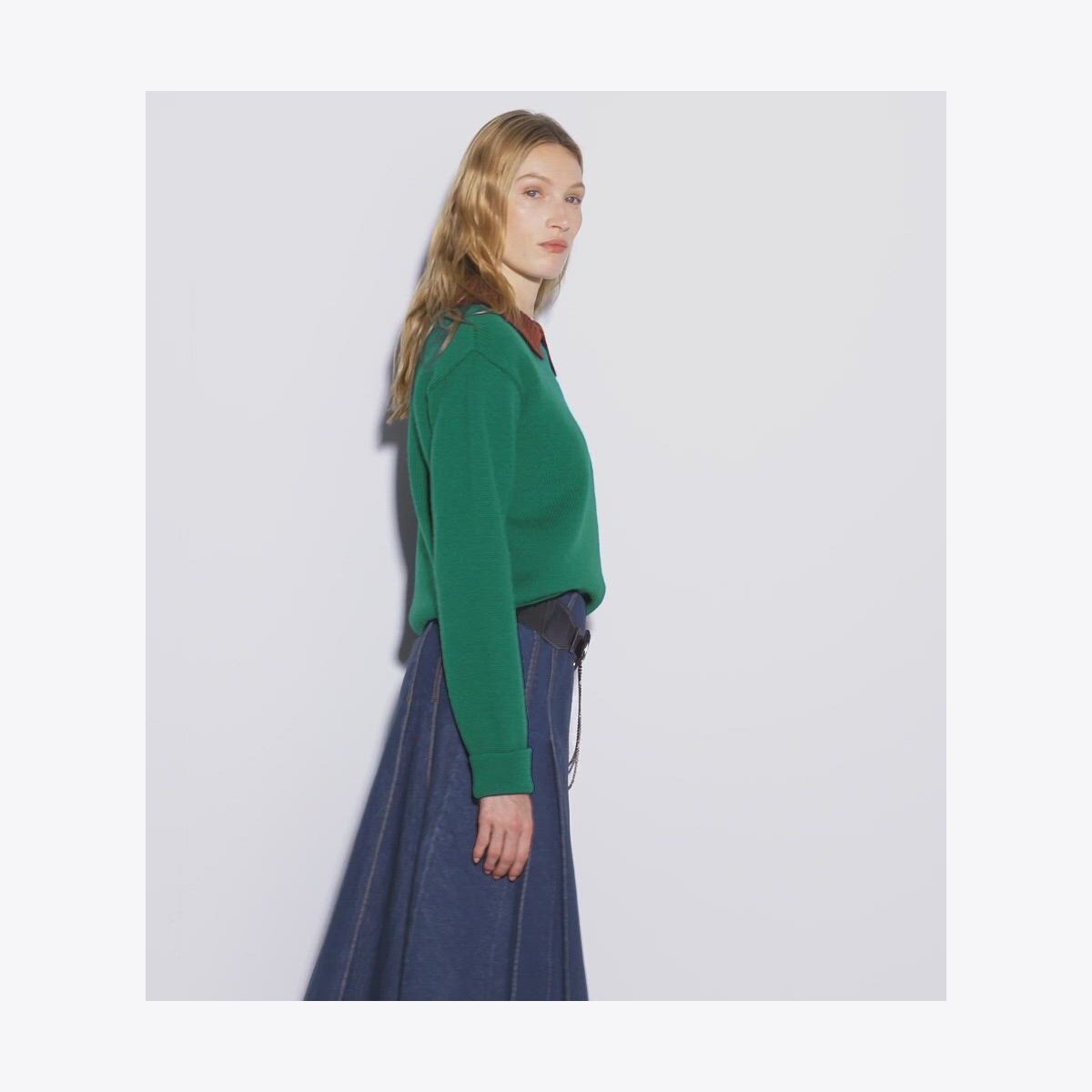 PLEATED DENIM SKIRT - thumbnail 4