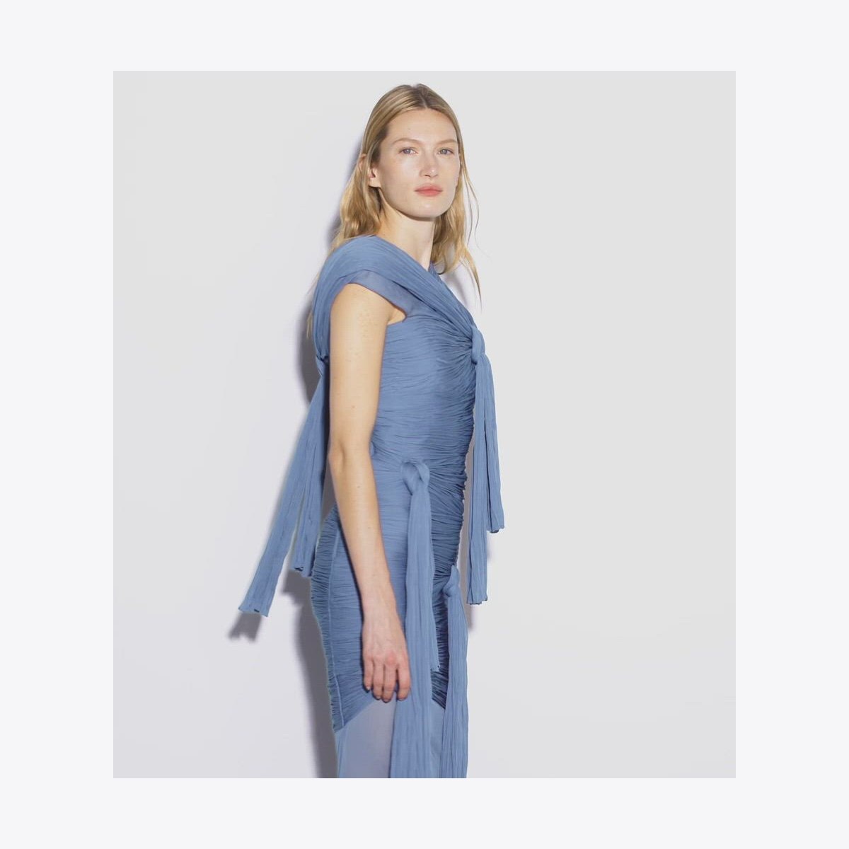 KNOTTED VISCOSE DRESS - thumbnail 4