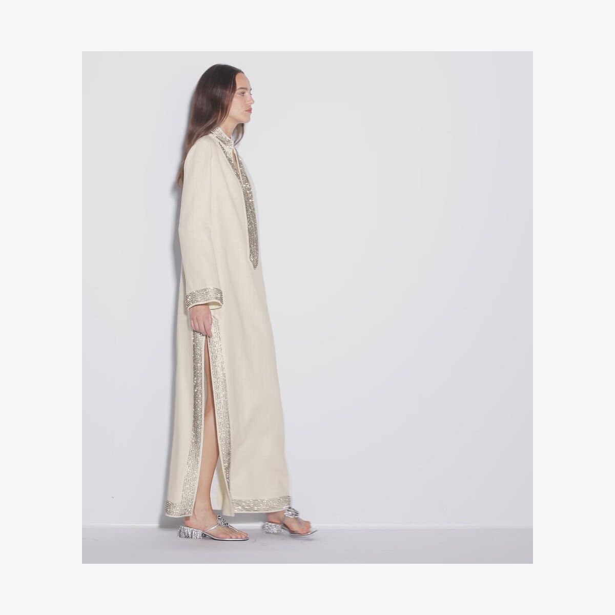 EMBELLISHED LINEN CAFTAN - thumbnail 4