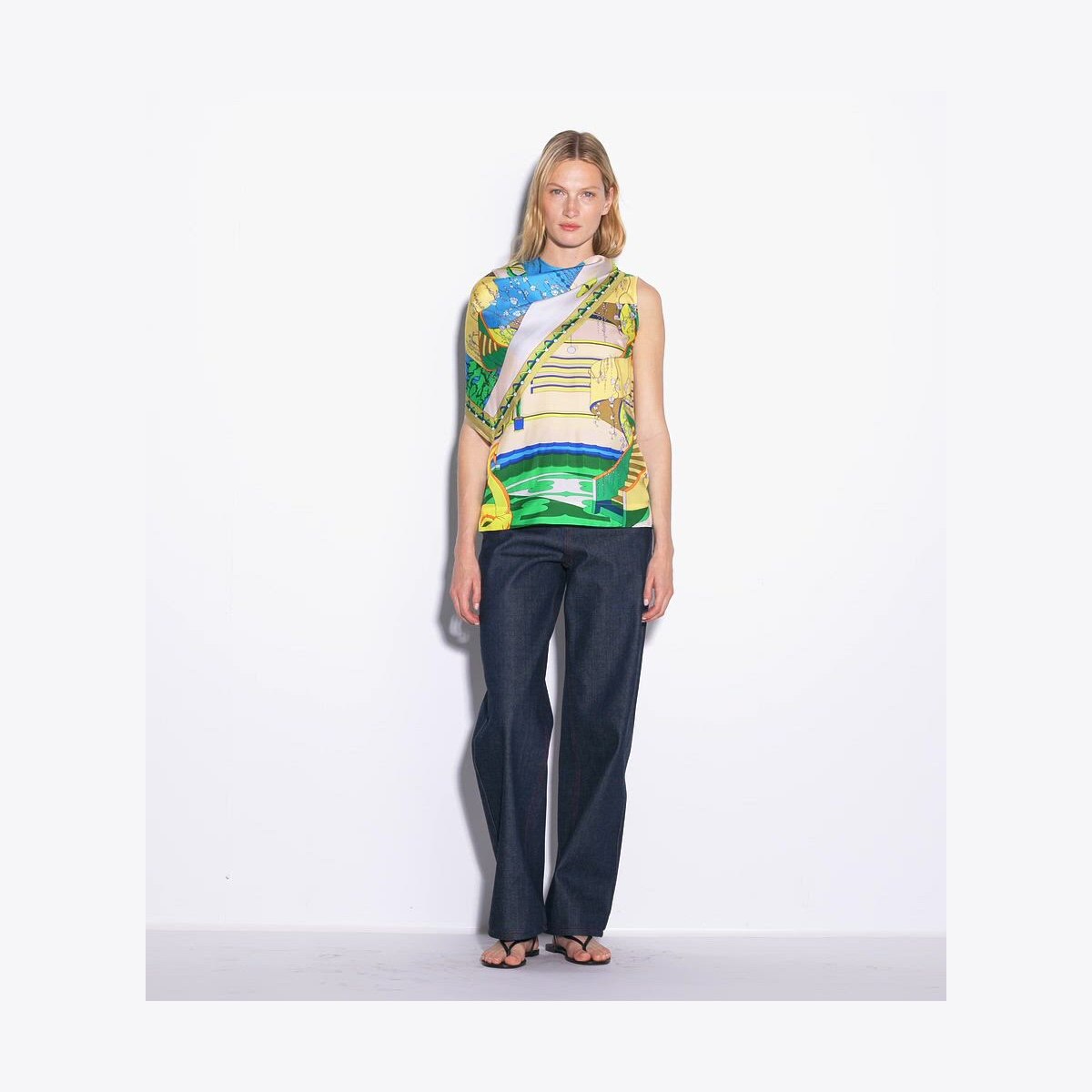 PRINTED SILK CAPE TOP - thumbnail 4