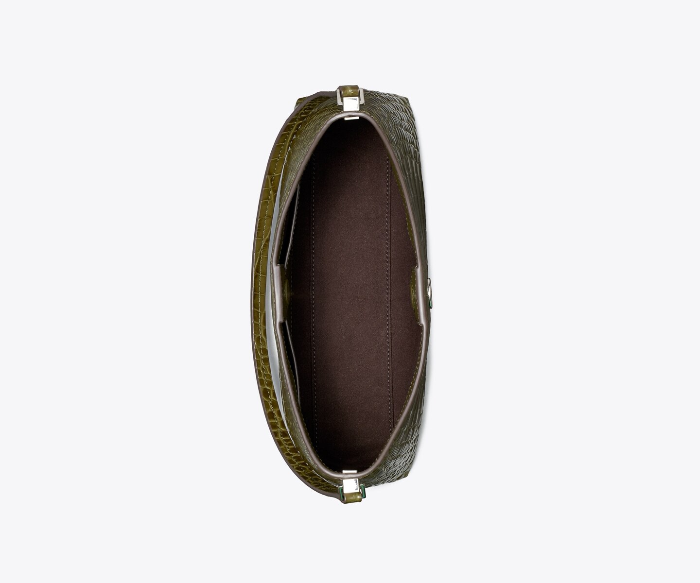 Женская сумка Tory Burch Small Robinson Croc-Embossed Shoulder, цвет: Зелёный хаки — фото 5