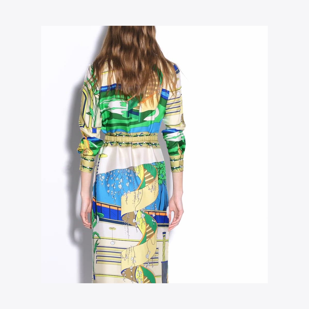 Tory Burch Women's Printed Silk Shirtdress in The Pool Blue, size 10 Tory Burch Women's Printed Silk Shirtdress in The Pool Blue, size 10